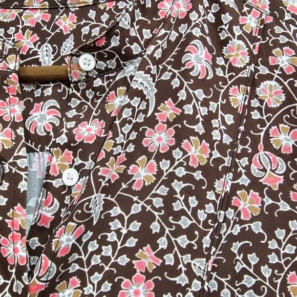 J McLaughlin‎ Dress Womens Medium Brown Floral Long Sleeve Pockets Lightweight - Picture 5 of 13